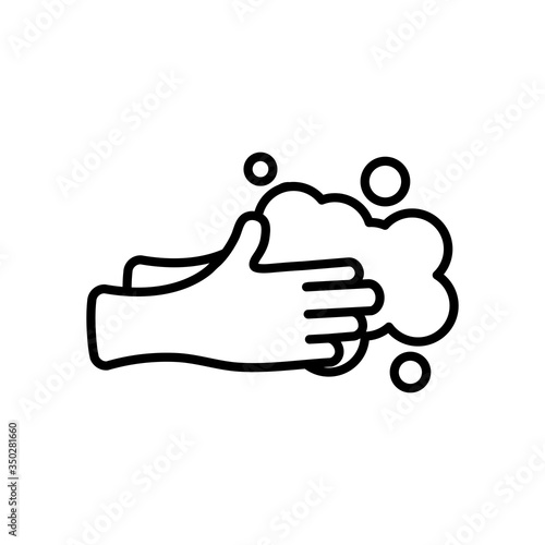 handwashing with soapy water, line style