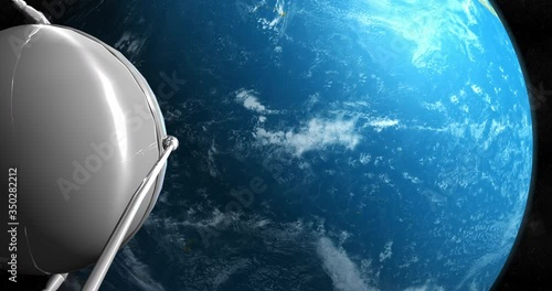 Russian Satellite Sputnik Orbiting Around Planet Earth
