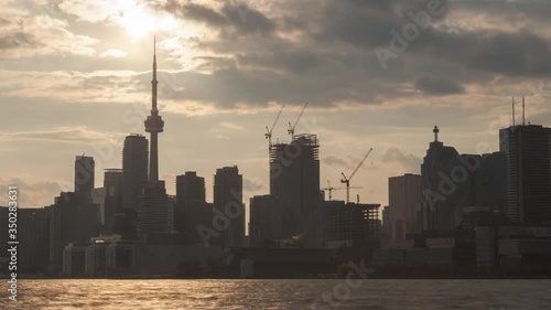 TORONTO CANADA- MAY 2020: SKYLINE SUNSET (TIME-LAPSE)