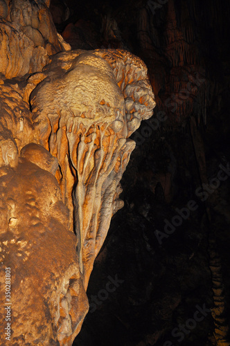 Beautiful stalactites and stalagmites in a cave.