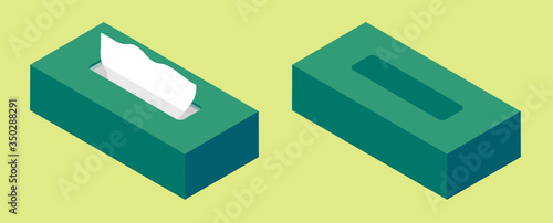緑色　アイソメトリック　フラットデザイン　ティッシュペーパー　ベクターイラスト