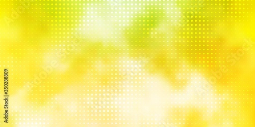 Light Green, Yellow vector texture with disks. Glitter abstract illustration with colorful drops. Design for your commercials.