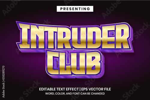 Intruder club - Modern metallic logo style editable text effect