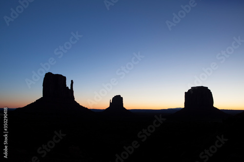 Silhouette of Monument Valley Arizona, USA.