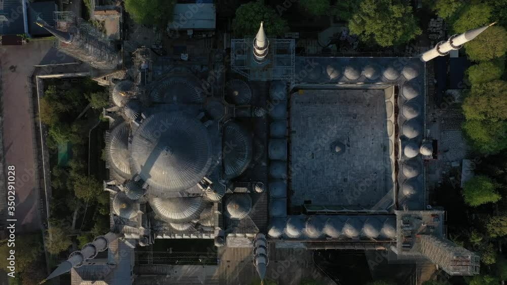 Aerial view of Blue Mosque (Sultanahmet) Under Construction.Top view from a drone in Istanbul Turkey. Aerial view of Blue Mosque (Sultanahmet) Under Construction.Top view from a drone in Istanbul Turkey.