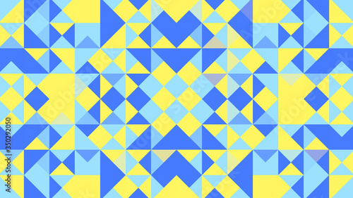 Abstract geometric background with blue and yellow polygons.