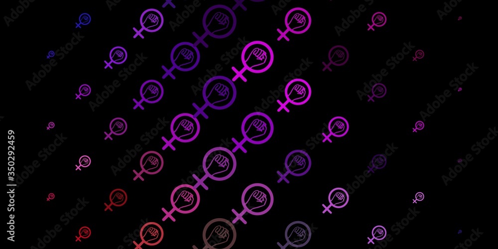 Dark Multicolor vector texture with women's rights symbols.