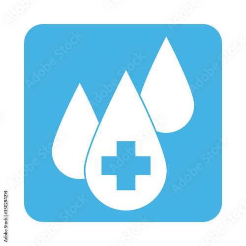 covid 19 coronavirus prevention blood drops medical block style icon
