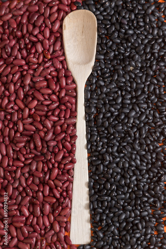 composition with red beans and black beans, texture