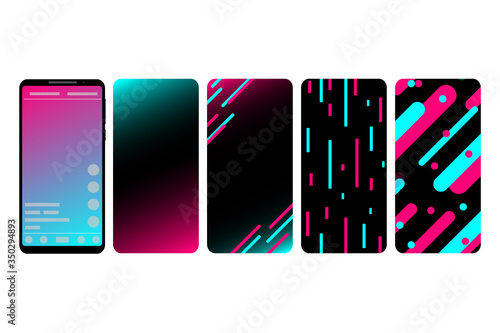Social media. Internet application interface on a smartphone screen. Carousel background for a social network in a smartphone. Vector illustration.