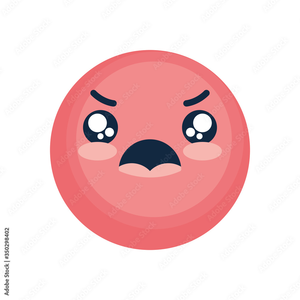 angry emoji face icon, flat style