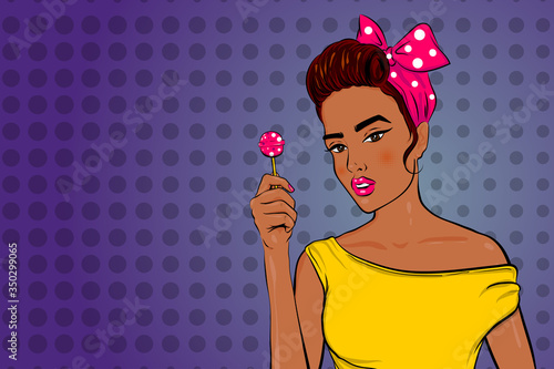 Pop art woman portrait in retro style