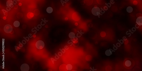 Dark Red vector pattern with spheres. Glitter abstract illustration with colorful drops. Pattern for business ads.
