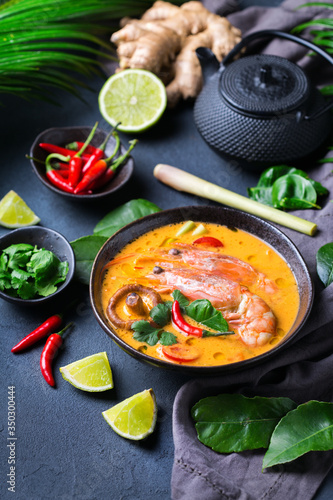 Spicy thai tom yum, yam kung sour soup