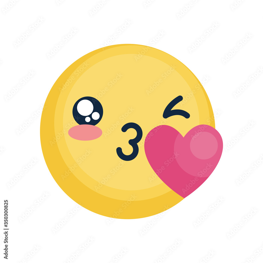 emoji face blowing a kiss icon, flat style emoji face blowing a kiss icon, flat style