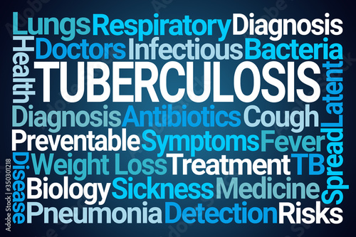 Tuberculosis Word Cloud on Blue Background