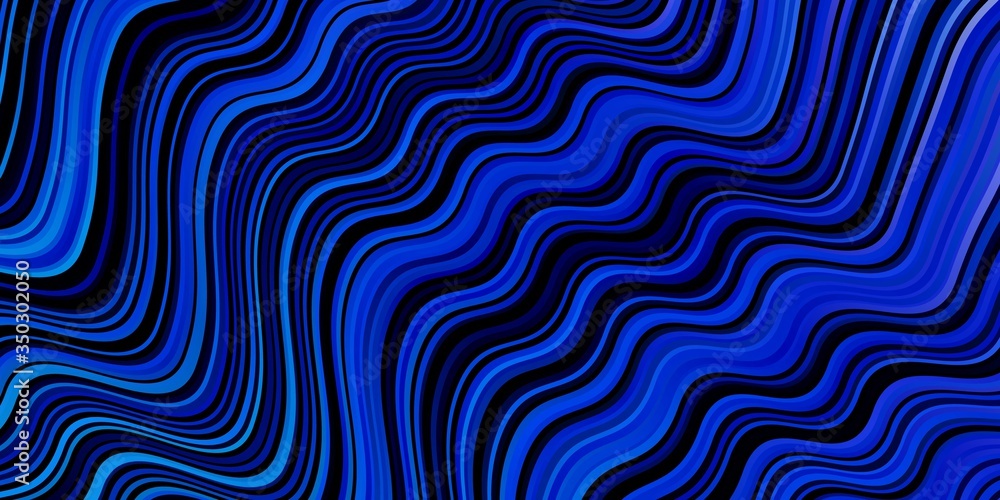 Dark BLUE vector background with bent lines. Colorful abstract illustration with gradient curves. Best design for your ad, poster, banner.