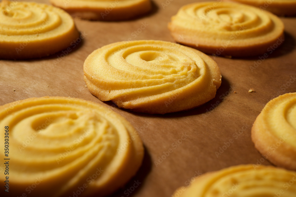 Butter cookies close up