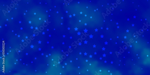 Dark BLUE vector layout with bright stars. Shining colorful illustration with small and big stars. Best design for your ad, poster, banner.