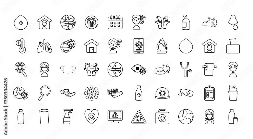 virus icon set, line style virus icon set, line style