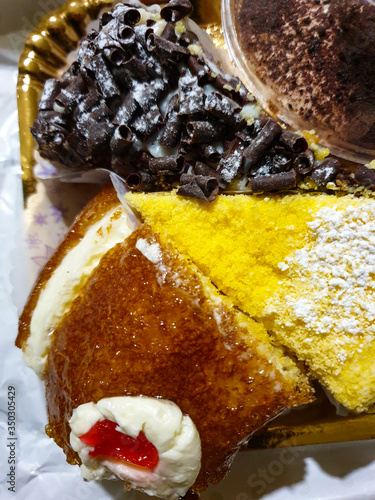 various sweets in a tray - top view photo