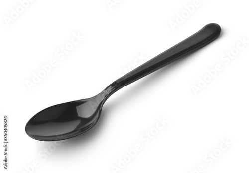 Disposable black plastic spoon