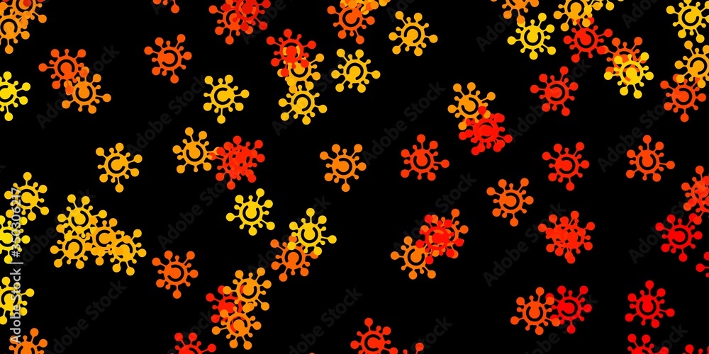 Dark orange vector texture with disease symbols.