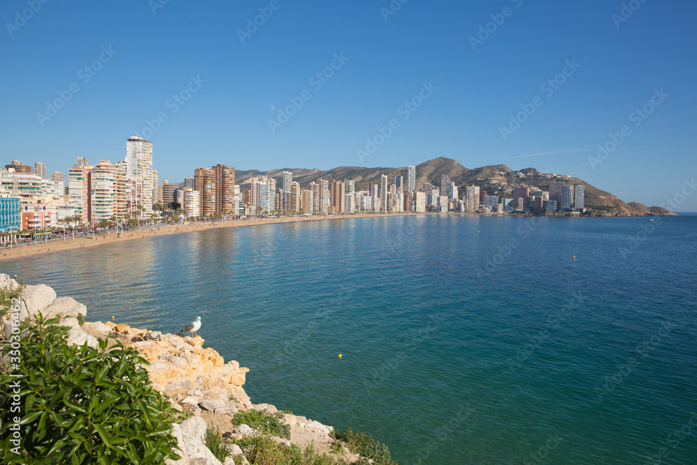 Benidorm Spain Costa Blanca with beautiful view of Levante beach from the old town viewpoint