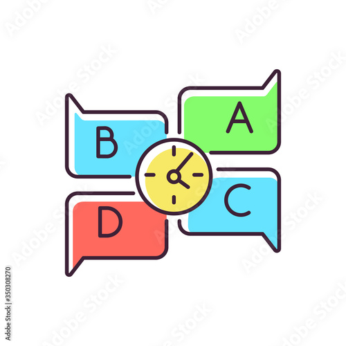 Educational game RGB color icon. Traditional game, trivia night. Friendly party entertainment. Quick question answer, riddle contest. Isolated vector illustration