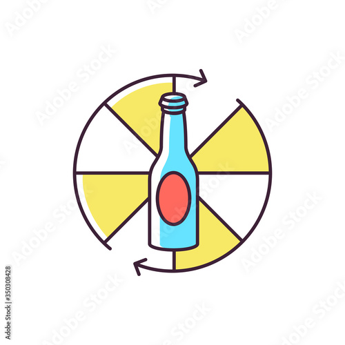 Spinning bottle RGB color icon. Traditional party game, friendly company recreational activity. Teenager entertainment. Rotating bottle isolated vector illustration