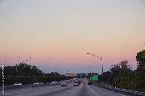 sunset on the highway