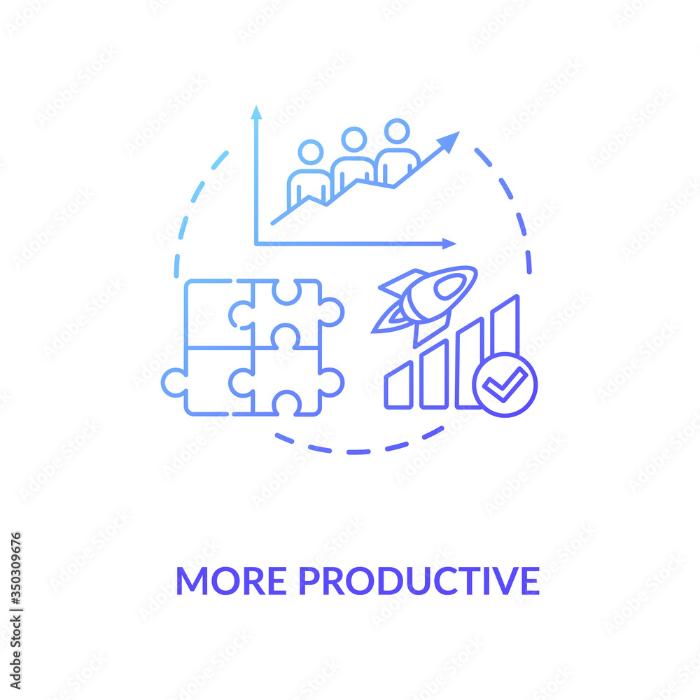 More productive blue gradient concept icon. Multi ethnic group in company. Business strategy efficiency. Multi cultural team idea thin line illustration. Vector isolated outline RGB color drawing More productive blue gradient concept icon. Multi ethnic group in company. Business strategy efficiency. Multi cultural team idea thin line illustration. Vector isolated outline RGB color drawing