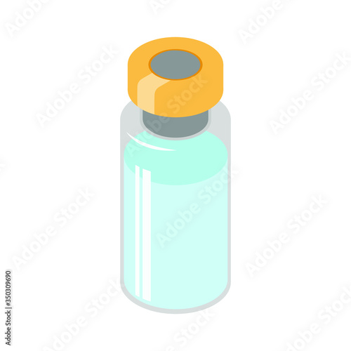 Ampoule with vaccine, medicine. Vector isometric illustration.