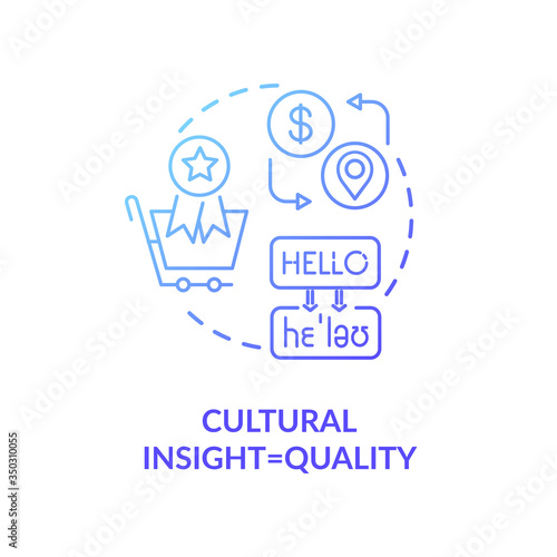 Cultural insight blue concept icon. Adaptation for local market. Translation and localization. Quality production idea thin line illustration. Vector isolated outline RGB color drawing