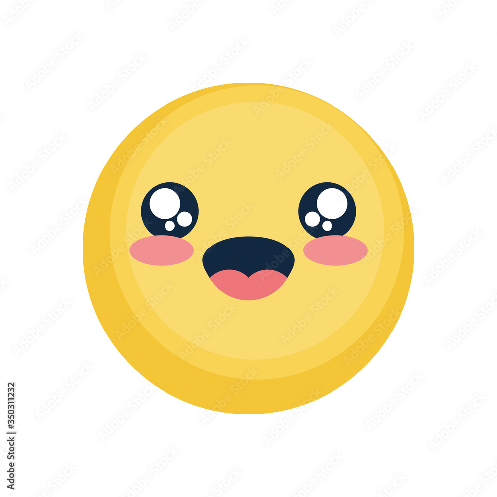 Emoji with cute smiling face, flat style