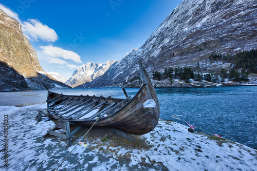 Beautiful scenic of Sogne fjord in Norway from Gudvagen to Flam
 photo