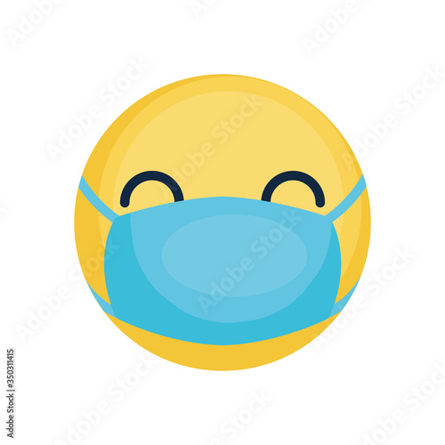 emoji face with mouth mask icon, flat style