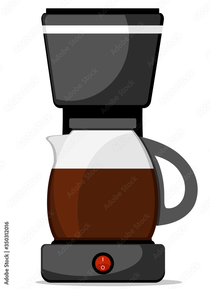 Coffee machine with a jug filled with coffee on a white background Coffee machine with a jug filled with coffee on a white background