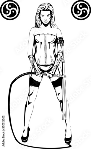 Mistress vector image in comics style black and white 