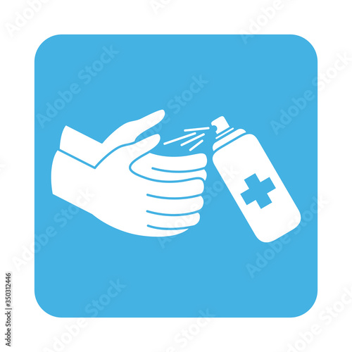 covid 19 coronavirus prevention spray hand sanitizer product block style icon