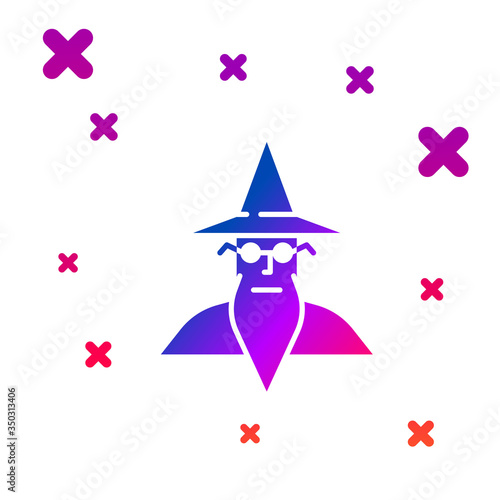 Color Wizard warlock icon isolated on white background. Gradient random dynamic shapes. Vector Illustration