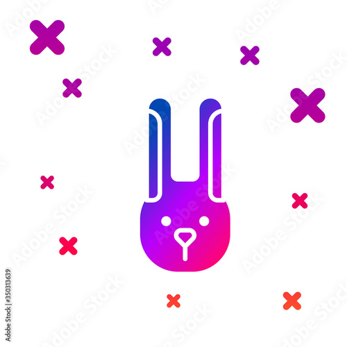 Color Rabbit with ears icon isolated on white background. Magic trick. Mystery entertainment concept. Gradient random dynamic shapes. Vector Illustration