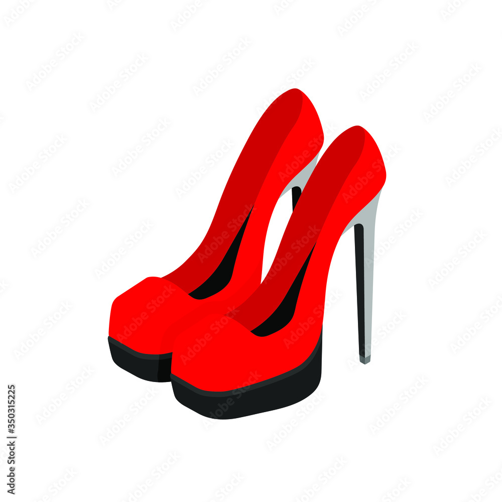 Isometric vector illustration. Concept graphics on white background. Isometry. Women's high-heeled shoes. 3d element, object, icon for web design infographics, sites and game. Isometric vector illustration. Concept graphics on white background. Isometry. Women's high-heeled shoes. 3d element, object, icon for web design infographics, sites and game.