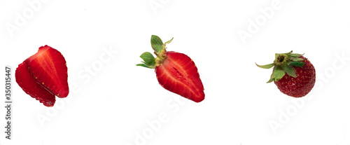 Fototapeta Naklejka Na Ścianę i Meble -  Strawberry isolated on white background. Top view. Copy space for text message.