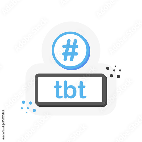 Tbt hashtag thursday throwback symbol message illustration chat. 3D flat banner. Vector.
