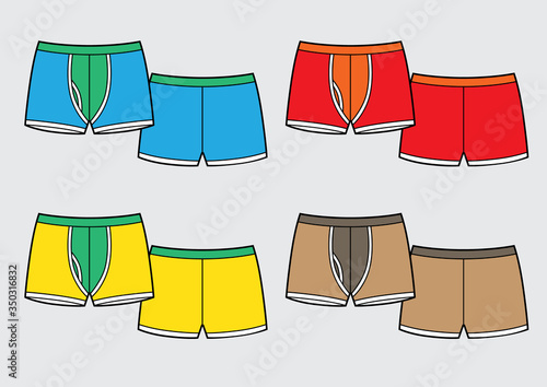 Set of mans underpants. Multicolor variants sketch.