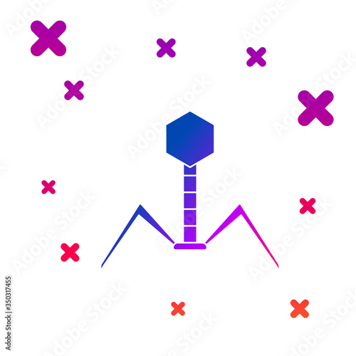 Color Bacteria bacteriophage icon isolated on white background. Bacterial infection sign. Microscopic germ cause diseases concept. Gradient random dynamic shapes. Vector Illustration