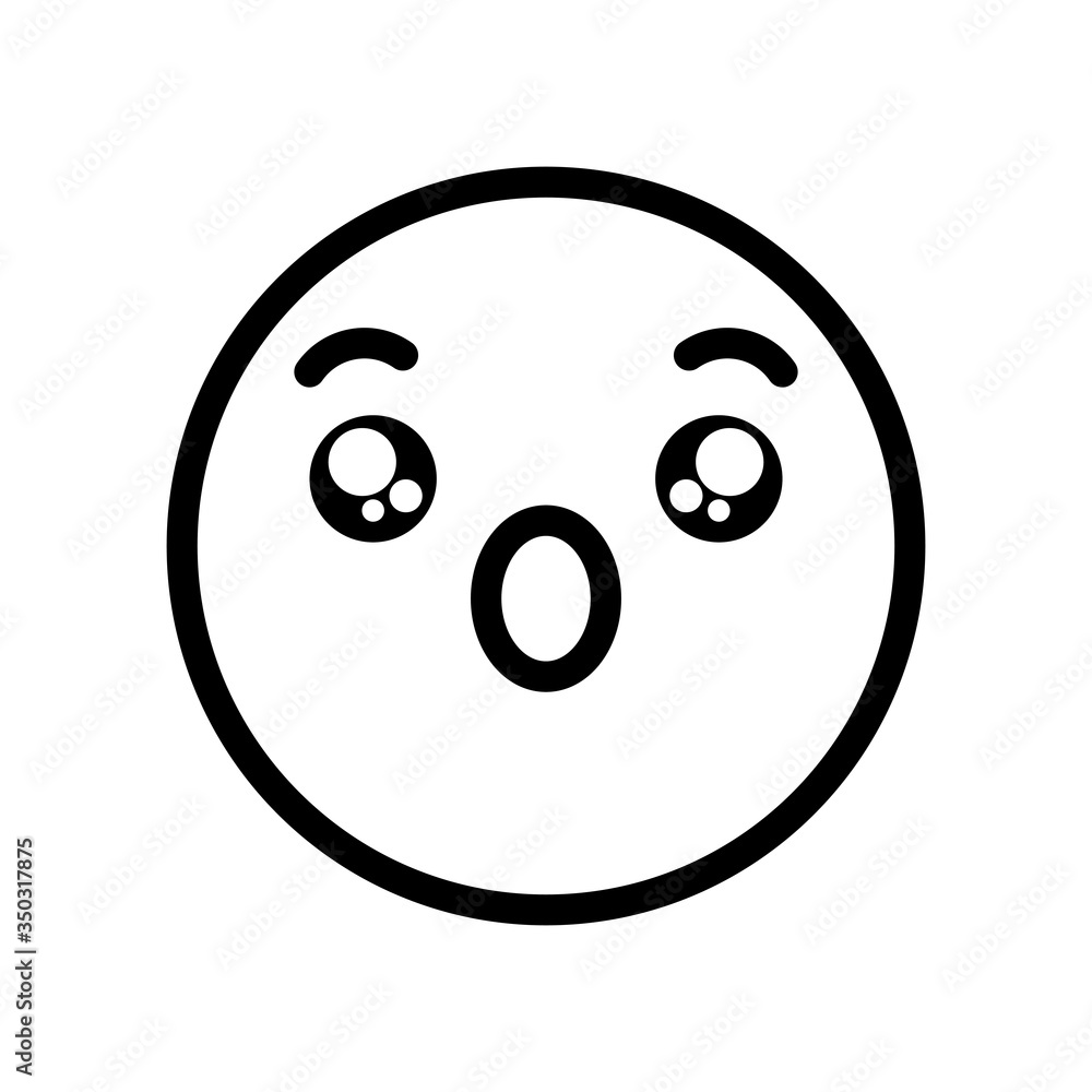 emoji with surprised face icon, line style emoji with surprised face icon, line style