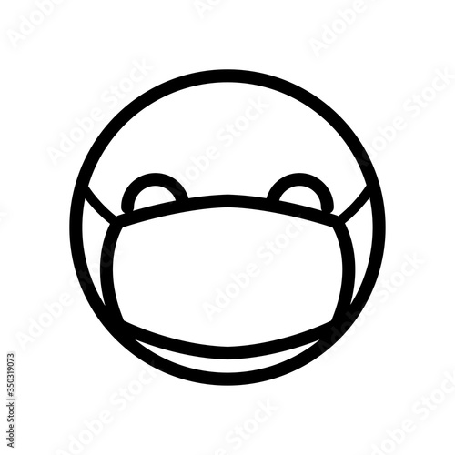 emoji face with mouth mask icon, line style