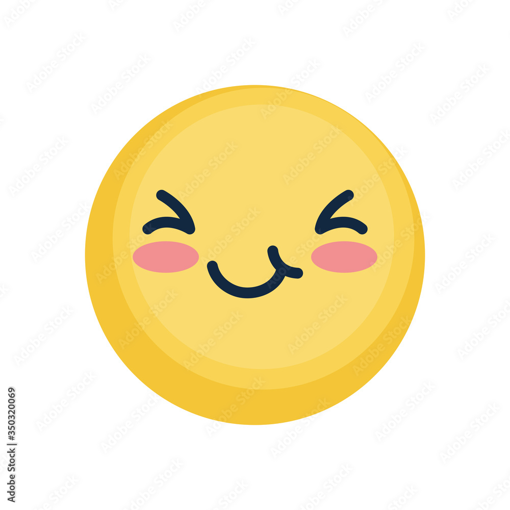 Fototapeta premium Smiling emoji face with Smiling Eyes, flat style